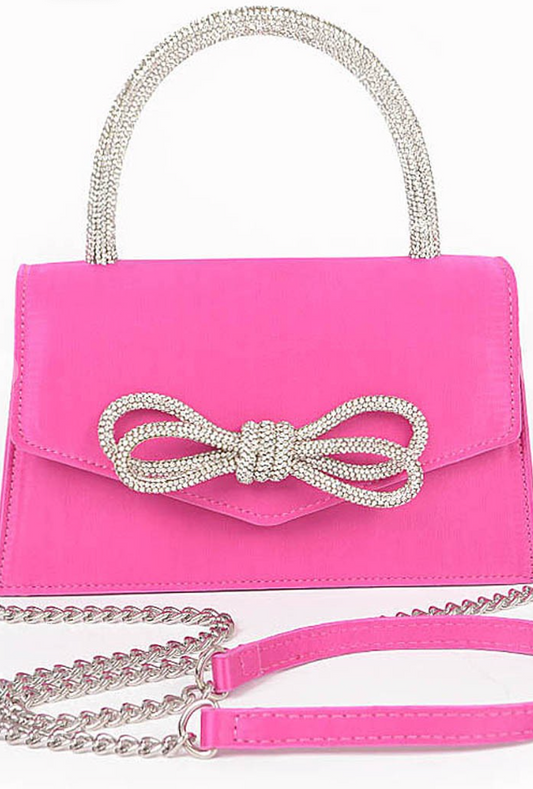 Rhinestone Bow Purse Pink