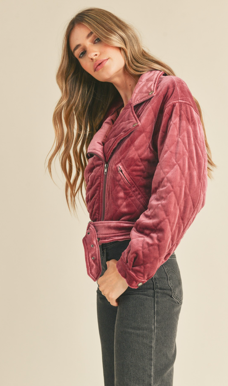 Nina Velvet Moto Jacket