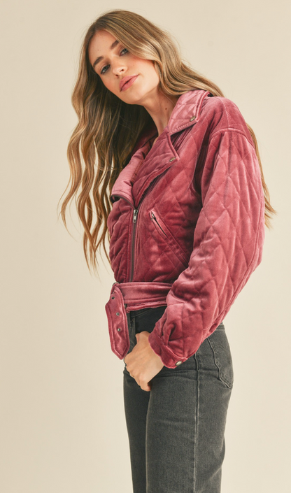 Nina Velvet Moto Jacket