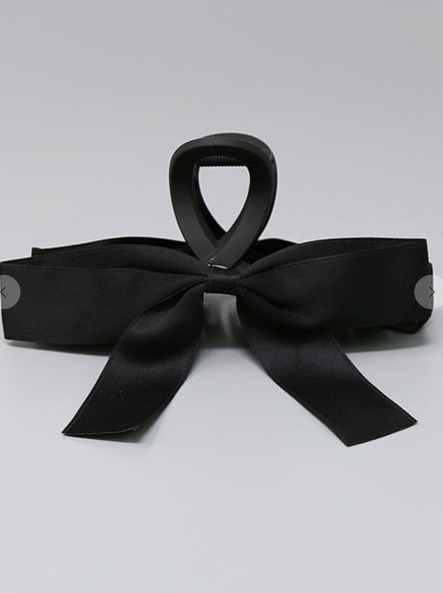 Satin Bow Claw Clip Black