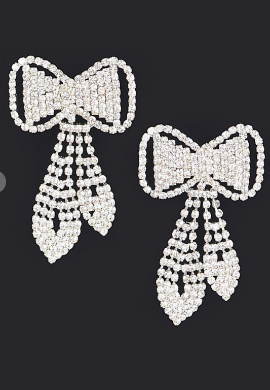 Cute Rhinestone Bow Earrings