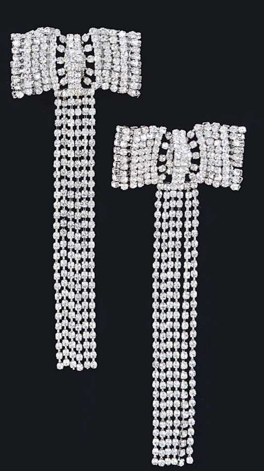 Rhinestone Long Bow Earrings