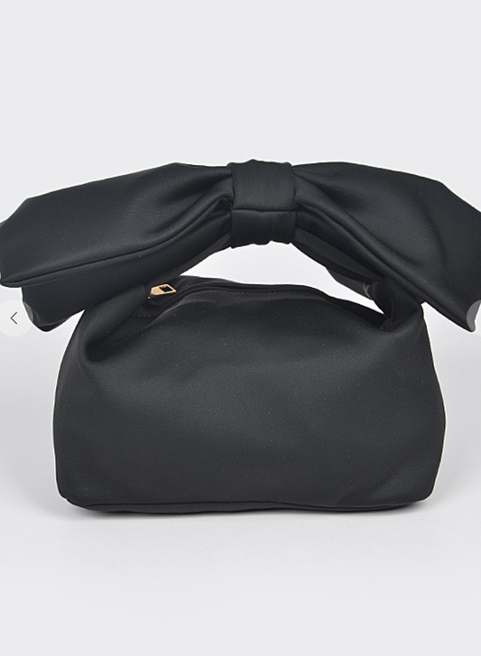 Nya Bow Handle Clutch Black