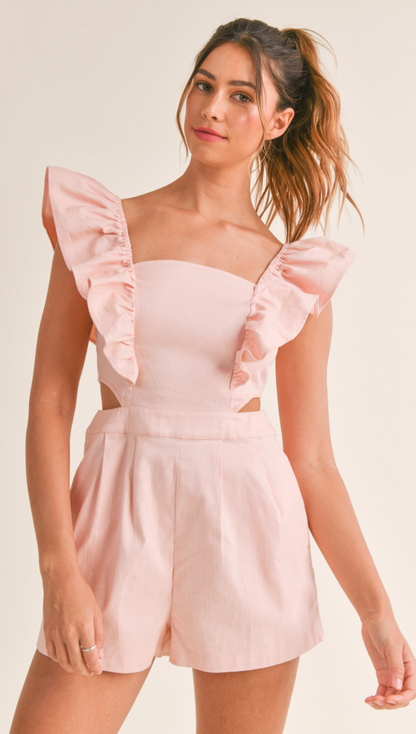 Blush Ruffled Sleeve Romper