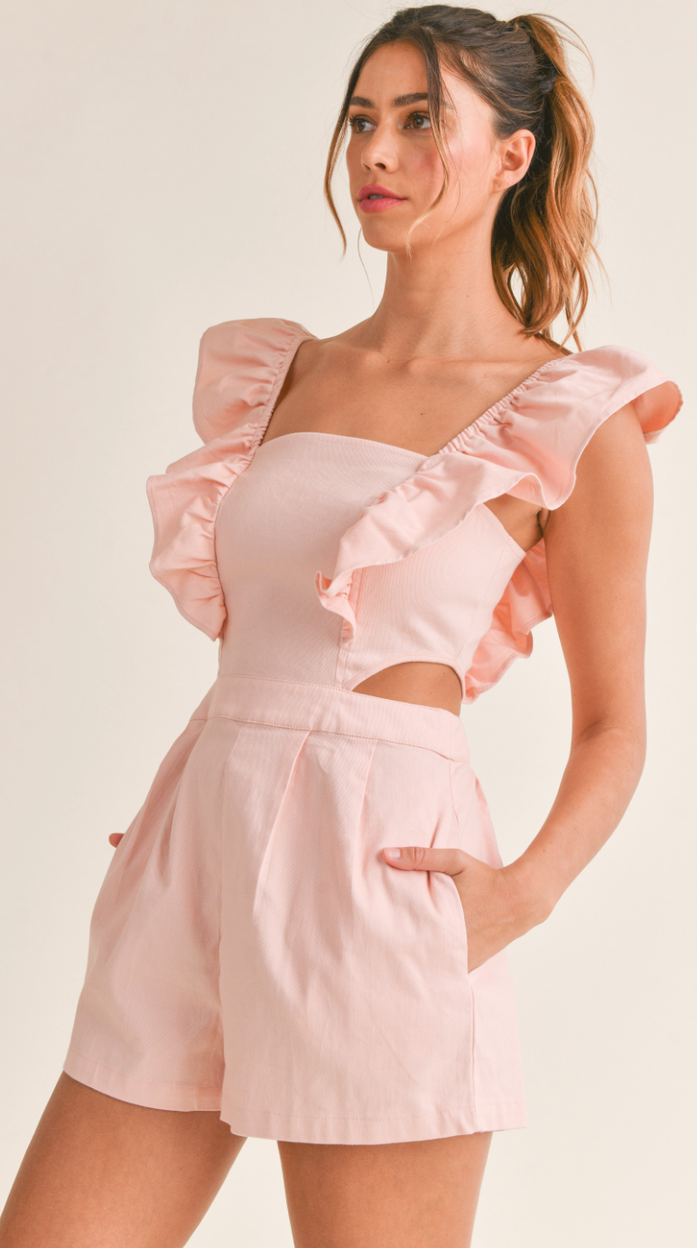 Blush Ruffled Sleeve Romper