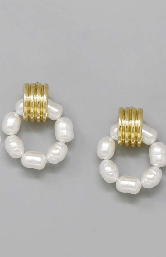 Pearl Hollow Hoop Studs