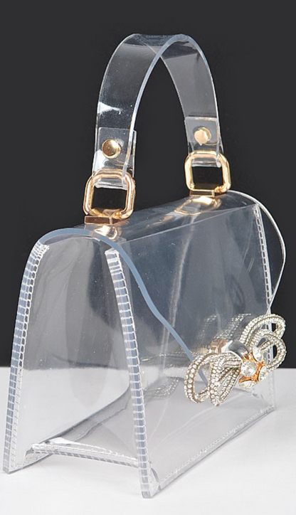 Transparent Rhinestone Bow Purse