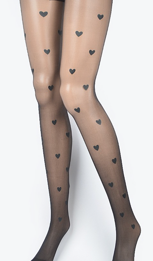 Sheer Heart Tights Black