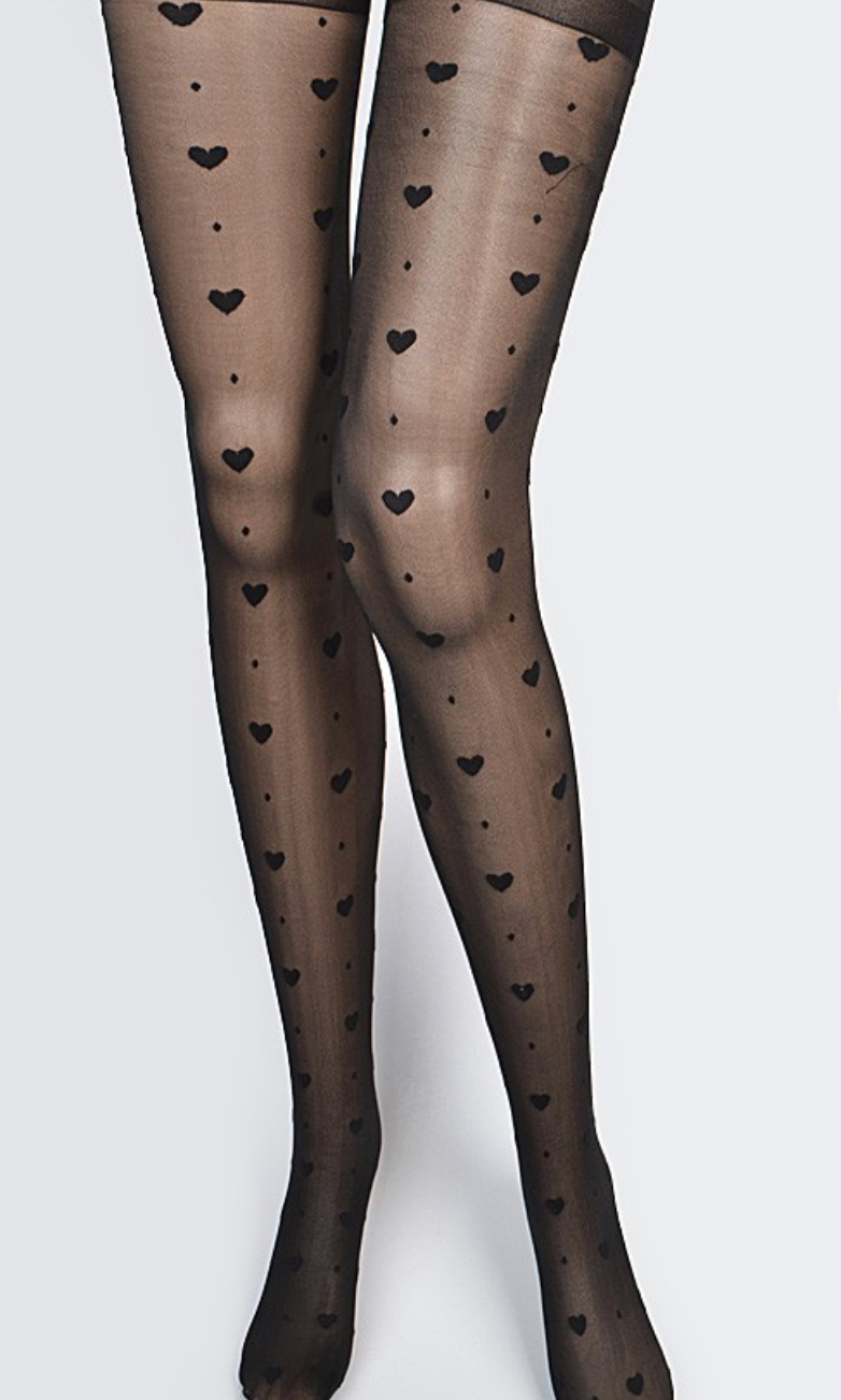 Sheer Heart Dot Tights