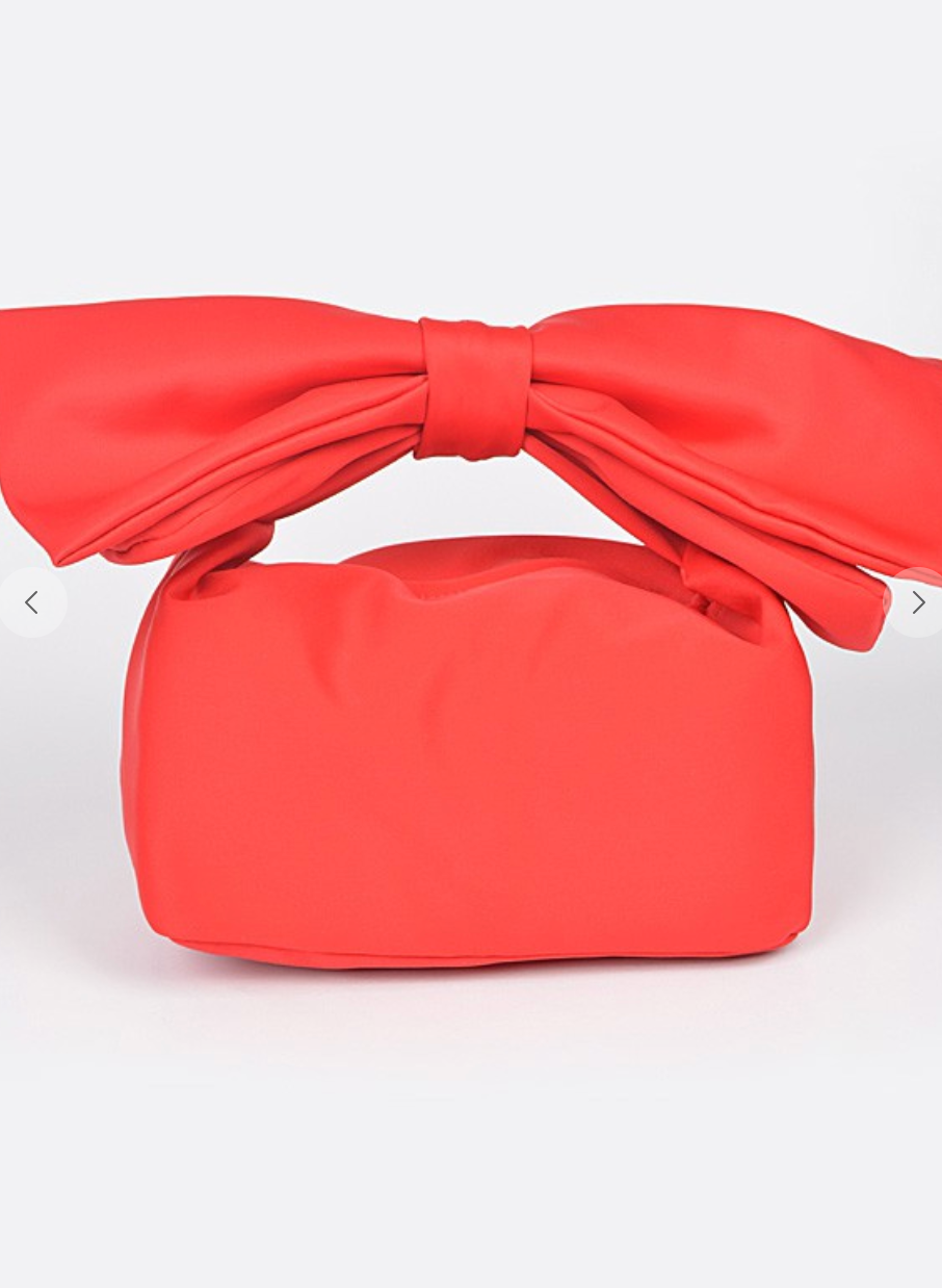 Nya Bow Handle Clutch Red