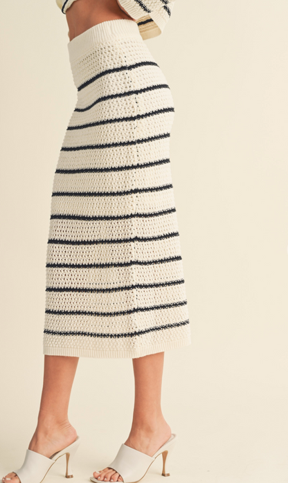 Stripe Knit Skirt + Top Set of 2