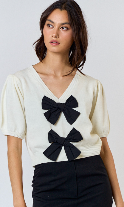 Double Bow Knit Top