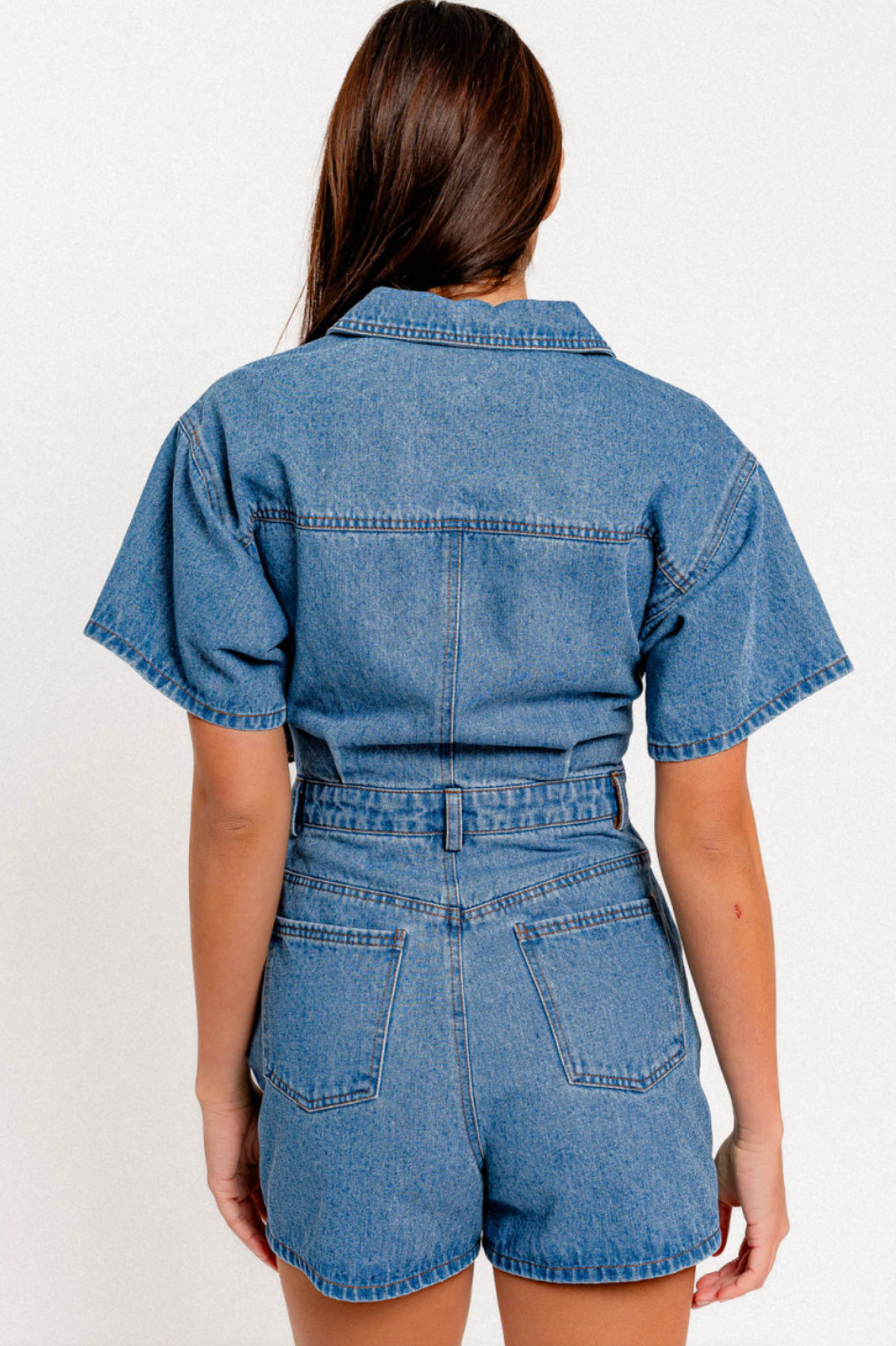 Wrap Front Denim Romper