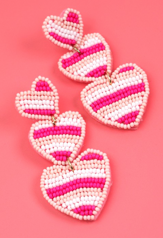 Heart Seed Bead Earrings