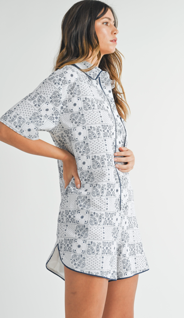 Jen Paisley Romper White