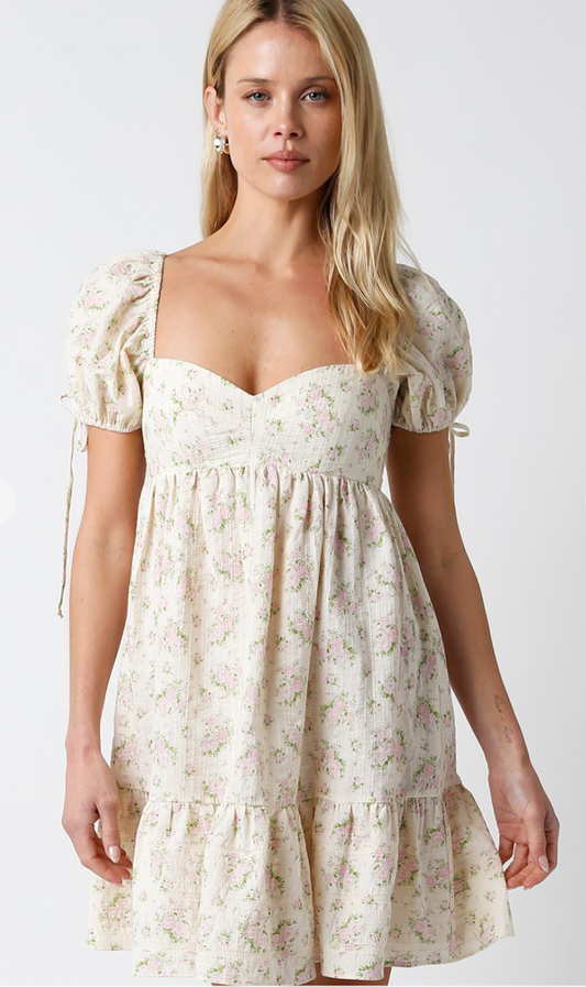 Sweet Floral Babydoll Dress w/ Ties