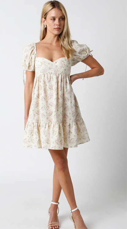 Sweet Floral Babydoll Dress w/ Ties