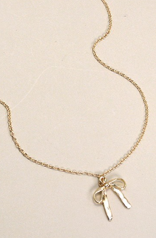 Gold Bow Pendant Necklace