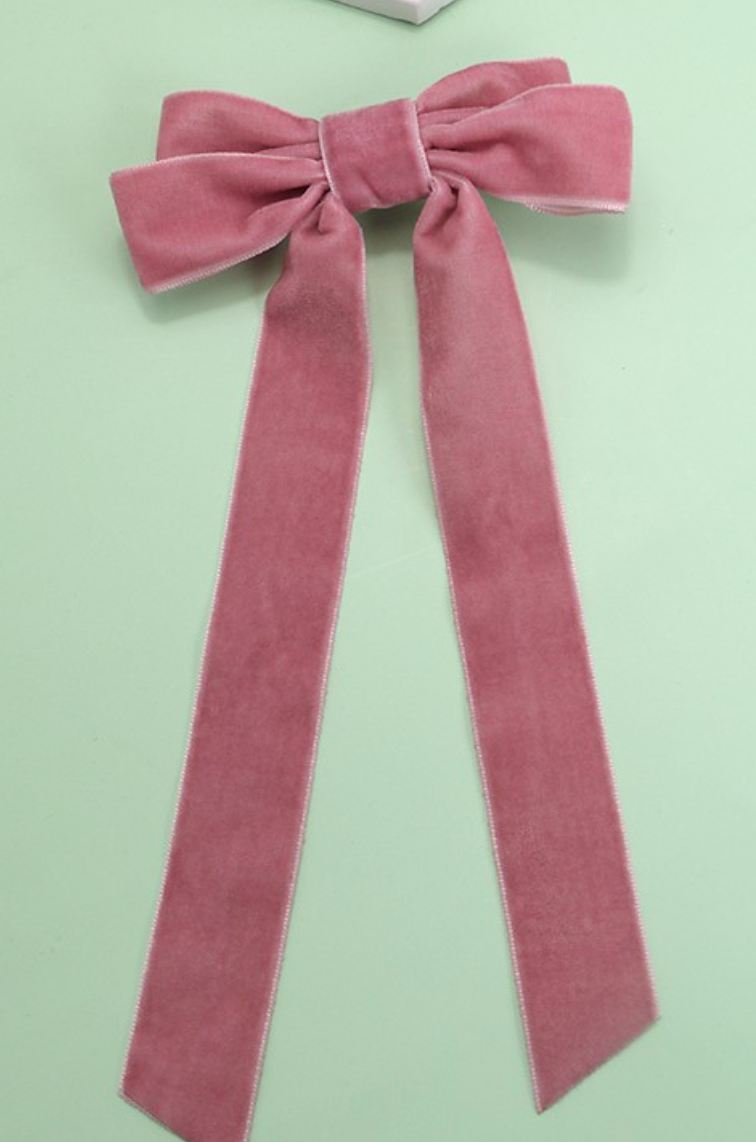 Velvet Bow Clip Mauve