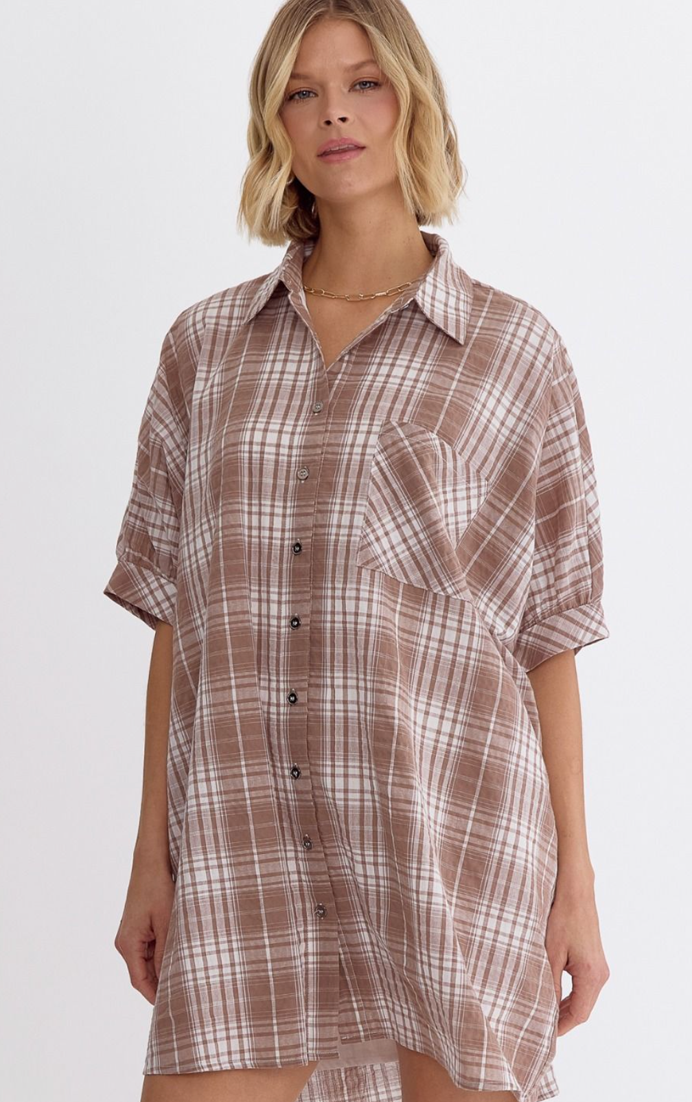 Leona Plaid Shirt Dress