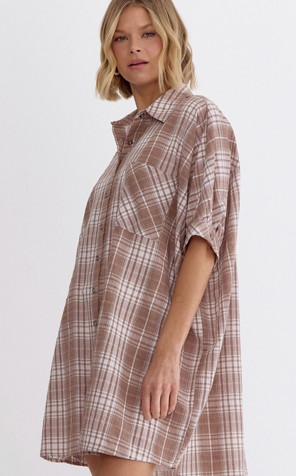 Leona Plaid Shirt Dress