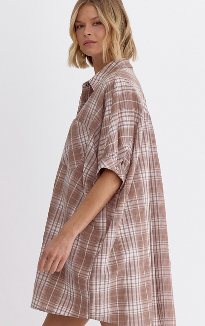 Leona Plaid Shirt Dress