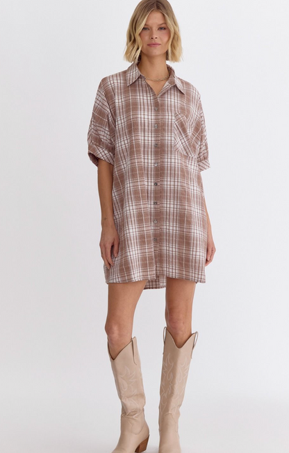 Leona Plaid Shirt Dress