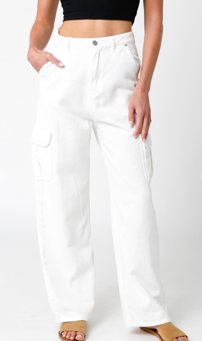 Lara Cargo Pants White