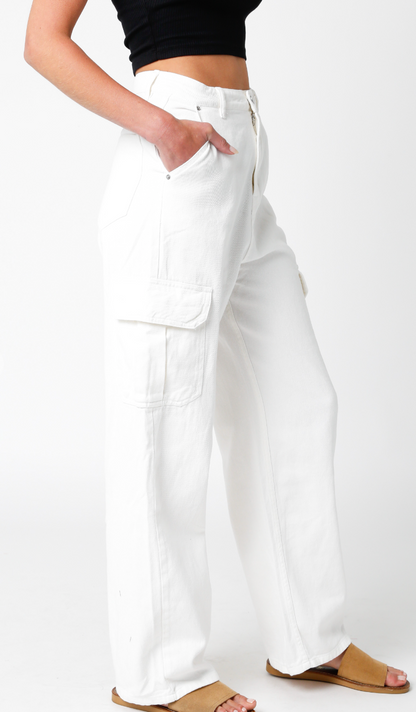 Lara Cargo Pants White