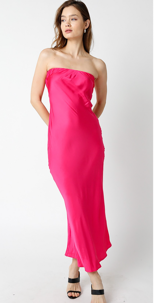 Lindsey Strapless Maxi Dress Pink