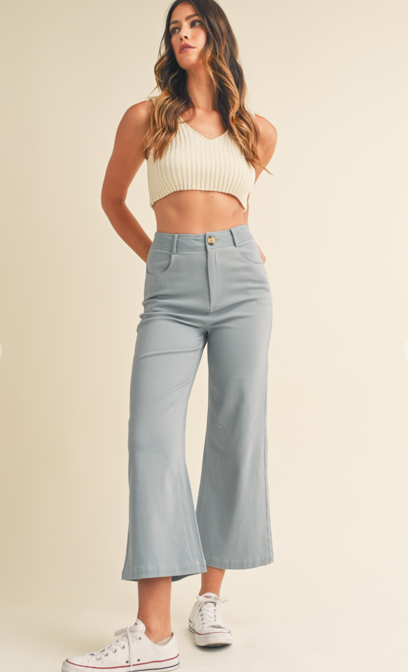 Dusty Blue High Rise Pants