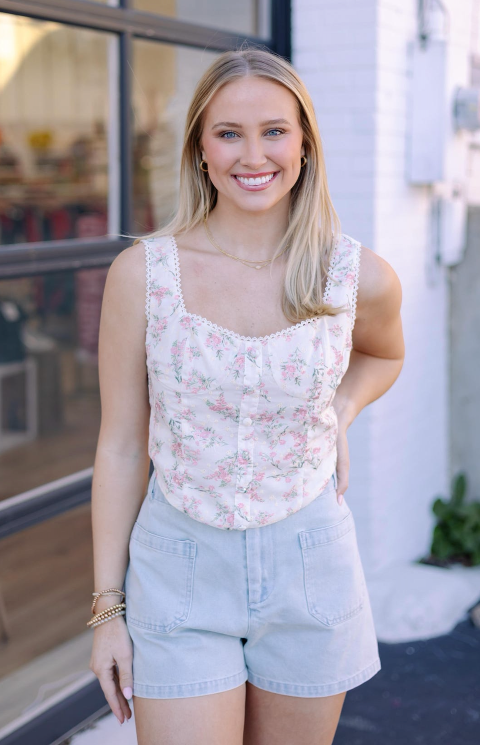 Billie Floral Eyelet Top