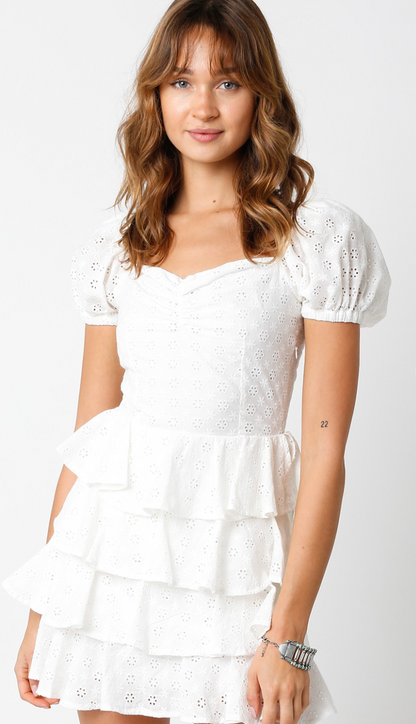 Alina Eyelet Ruffle Dress