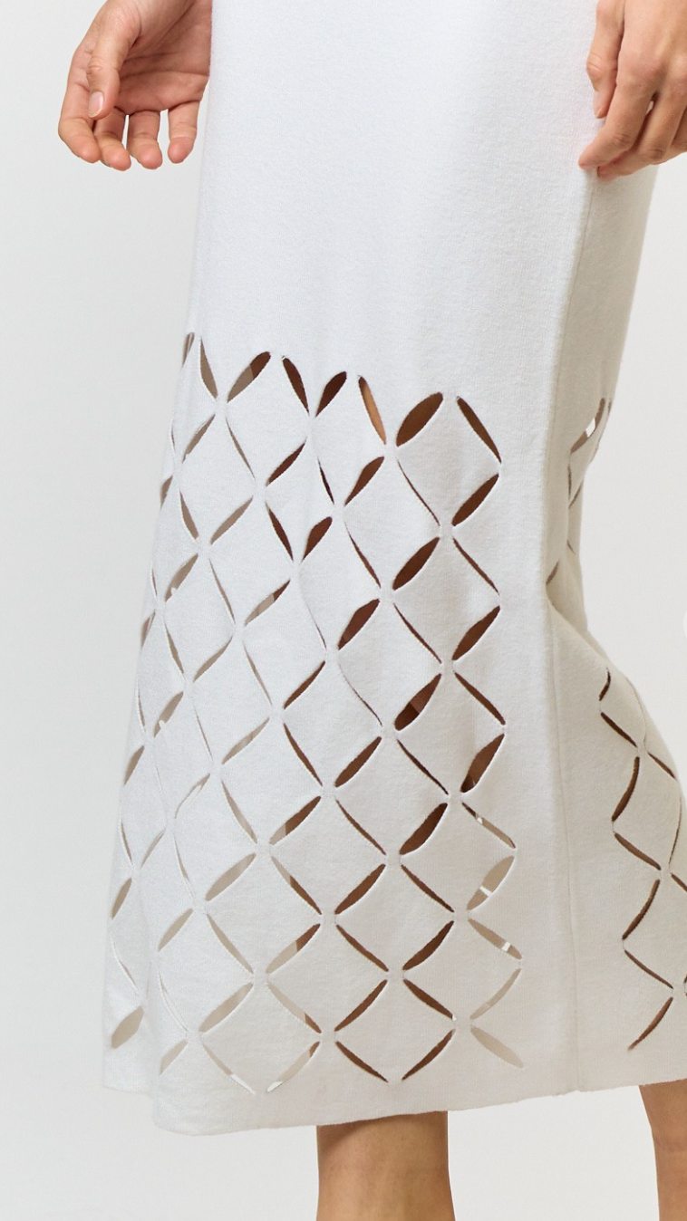 Coleen Cut Out Sweater Dress White