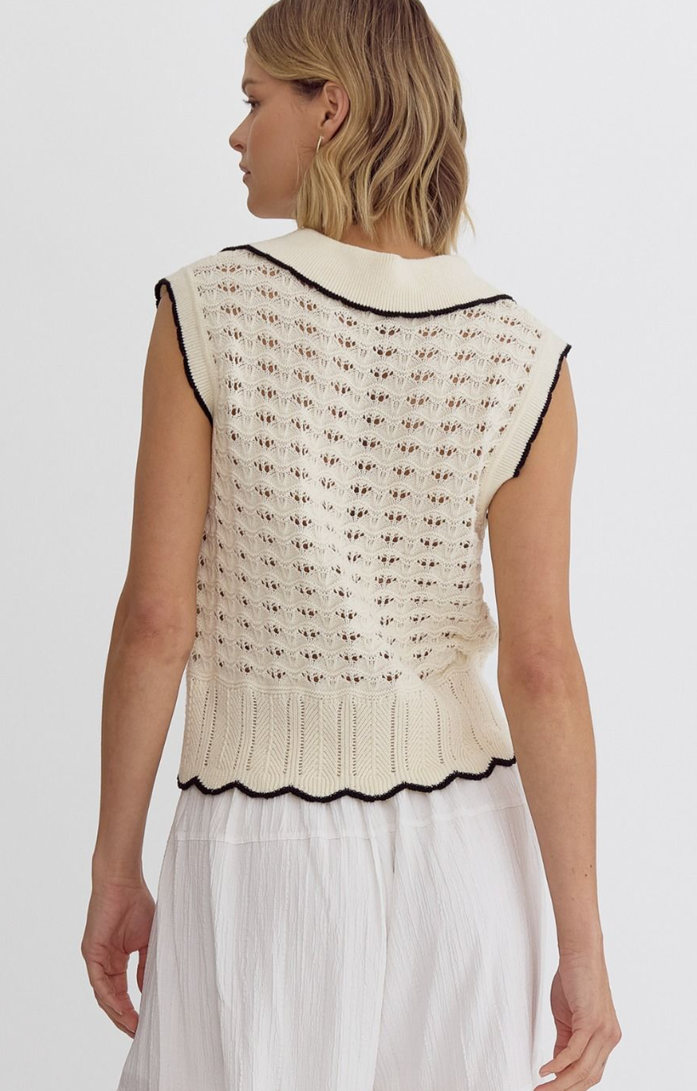 Scallop Sweater Vest Cream