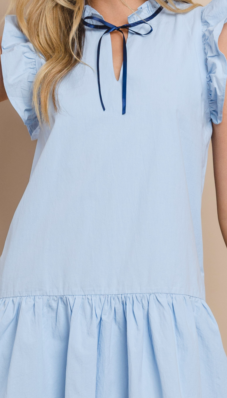 Baby Blue Ruffle Shift Dress