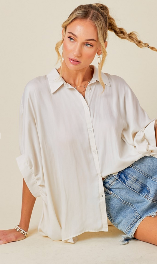 Georgia Button Down Top Ivory