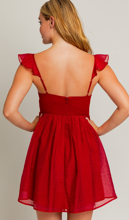 Red Ruffle Strap Dress