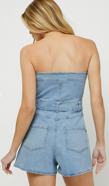 Denim Tube Top Romper