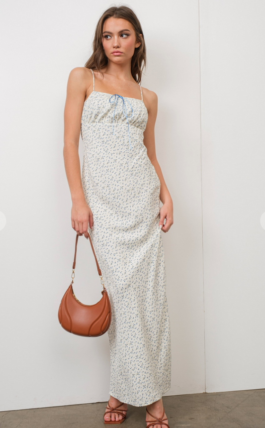 Ivory Floral Print Maxi Dress