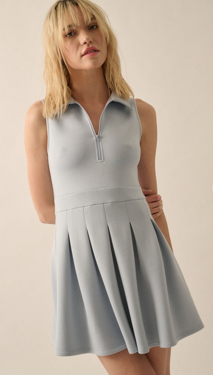 Collared Skater Dress Blue