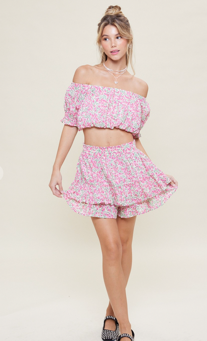 Floral Bubble Top & Skirt Set of 2