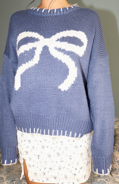 Perfect Bow Sweater Navy/White