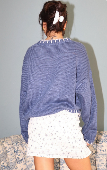 Perfect Bow Sweater Navy/White