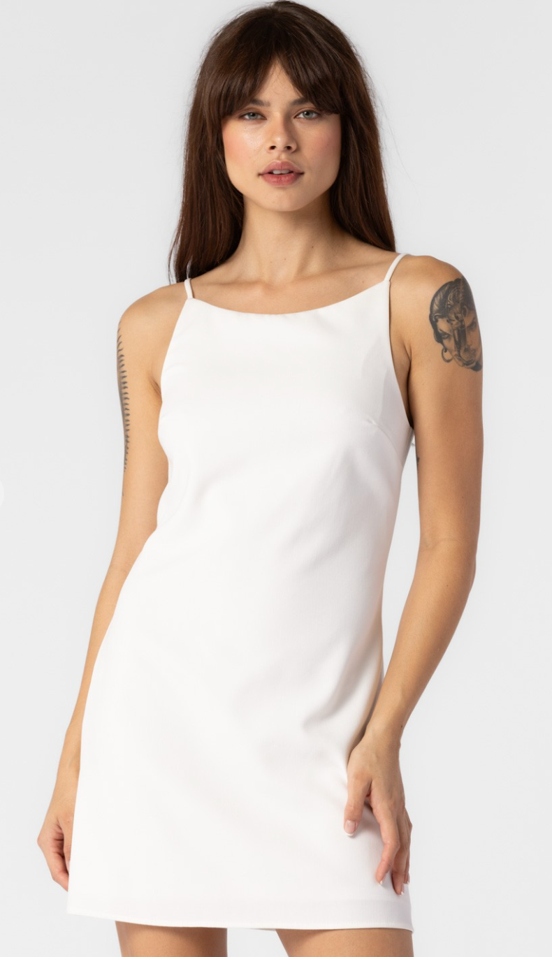 High Neck White Dress