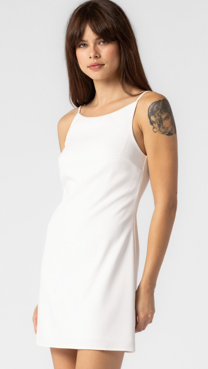 High Neck White Dress