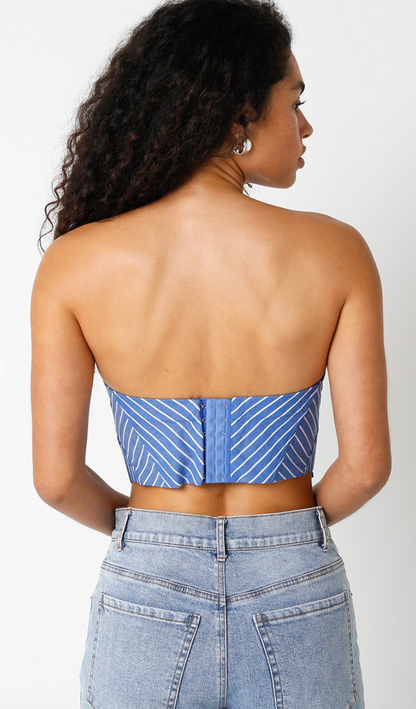 Bre Corset Top Denim/White