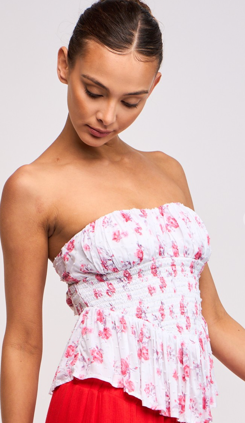 Strapless Pink Floral Top