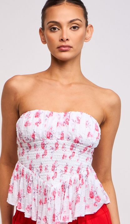 Strapless Pink Floral Top