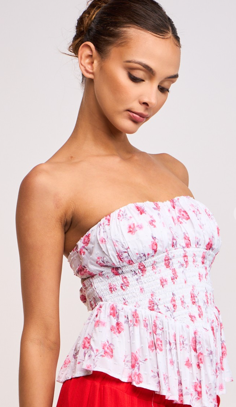 Strapless Pink Floral Top